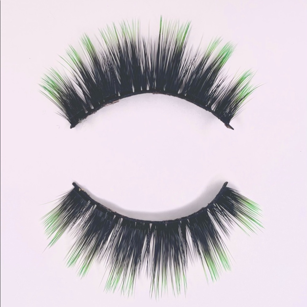 Faux mink colored lashes 8-9MM black w/green